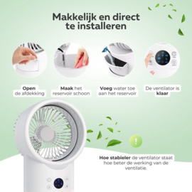 COCHO® Pro Mini Aircooler Met Water 420ML - LED 7 Kleuren - 3 Snelheden - Timerfunctie 2-4 uur - Draagbare Airconditioning - Luchtkoeler - 4-in-1 Luchtkoeler - Mini Airconditioning - Ventilator - Pro Mobiele Airconditioning