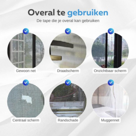 COCHO® Luxe Muggennet Reparatie Tape - Muggengaas Plakband - Gaas Wonen - Klussen Horren Tool - Horrengaas Tools - Grijs 5x200