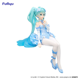 Hatsune Miku Noodle Stopper PVC Figure Miku Flower Fairy Nemophila Pail Blue Color Ver. 15 cm