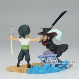 One Piece World Collectible Figure Log Stories PVC Figure Roronoa Zoro vs Dracule Mihawk