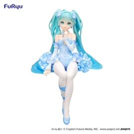 Hatsune Miku Noodle Stopper PVC Figure Miku Flower Fairy Nemophila Pail Blue Color Ver. 15 cm