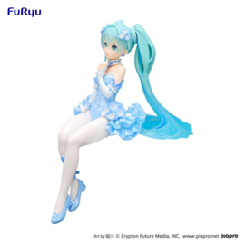 Hatsune Miku Noodle Stopper PVC Figure Miku Flower Fairy Nemophila Pail Blue Color Ver. 15 cm