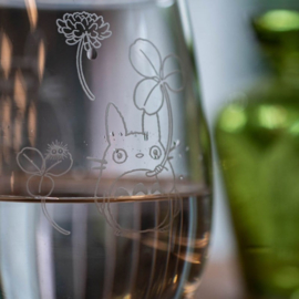 Studio Ghibli My Neighbor Totoro Engraved glass Totoro & White clover