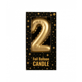 Foil balloon candle cijfer 2 goud