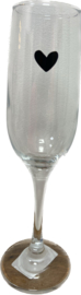 Clayre & Eef Champagneglas 200 ml met zwart hart