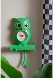 Wall clock OWL bright green