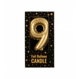 Foil balloon candle cijfer 9 goud