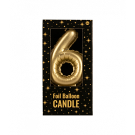 Foil balloon candle cijfer 6 goud