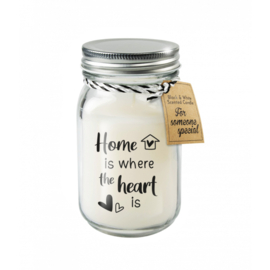 Black & White scented candles met tekst HOME IS WHERE THE HEART IS