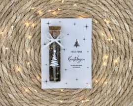 Kerstkaart met Glazen Buisje Verse Thee