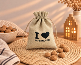 Decoratief pepernotenzakje "I 🖤 pepernoten”- 20 cm x 15 cm