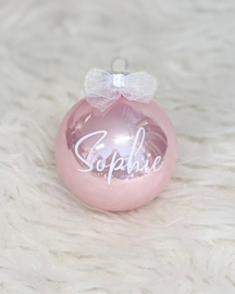 Gepersonaliseerde Roze Kerstbal – 7 cm
