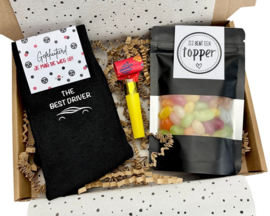 Rijbewijs cadeau – jelly beans en sokken "The best driver"