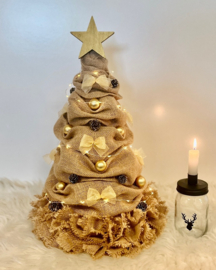 Jute Kerstboom met LED Verlichting - goud