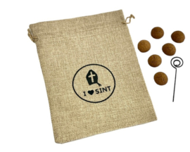Decoratief pepernotenzakje “I love Sint”- 20 cm x 15 cm