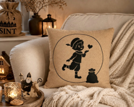 Sinterklaaskussen van jute 40 x 40 cm – Piet