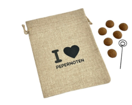 Decoratief pepernotenzakje "I 🖤 pepernoten”- 20 cm x 15 cm