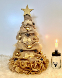 Jute Kerstboom met LED Verlichting - goud