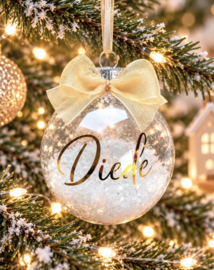 Glazen kerstbal met naam – naam in goud metallic (8cm)