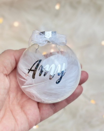 Transparante Glazen Kerstbal met Naam (7 cm)