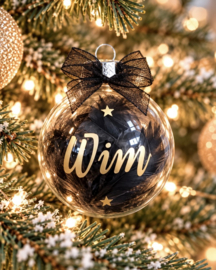 Glazen Kerstbal met Naam en Sterretjes (7 cm)
