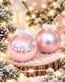 Gepersonaliseerde Roze Kerstbal (7 cm)