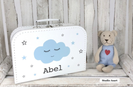 Kinderkoffertje met naam | wolk | blauw