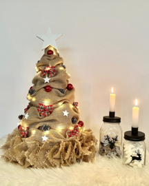 Jute Kerstboom met LED Verlichting - rood