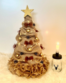 Jute Kerstboom met LED Verlichting - goud/koperbruin