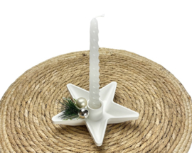 Witte Keramieken Ster Kandelaar