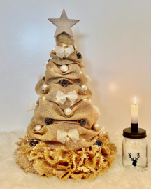 Jute Kerstboom met LED Verlichting - beige/ecru