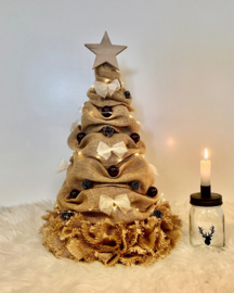Jute Kerstboom met LED Verlichting - donkerbruin/ecru