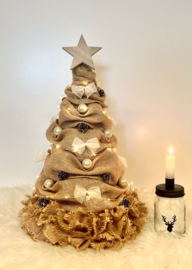 Jute Kerstboom met LED Verlichting - beige/ecru