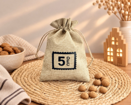 Decoratief pepernotenzakje “5 Dec”- 20 cm x 15 cm