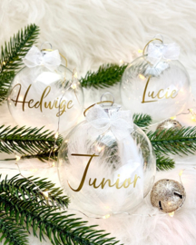 Grote Gepersonaliseerde Glazen Kerstbal met Naam (8 cm)