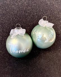Gepersonaliseerde Groene Kerstbal – 7 cm