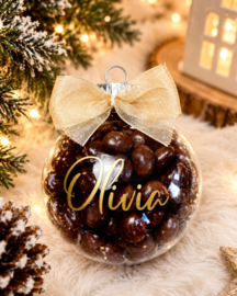 Gevulde gepersonaliseerde kunststof kerstbal (8 cm)