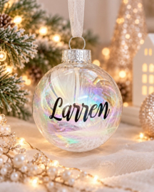 Gepersonaliseerde Transparante Kerstballen met Parelmoer Effect (5,7 cm)