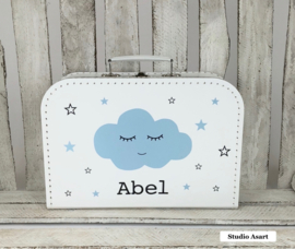 Kinderkoffertje met naam | wolk | blauw