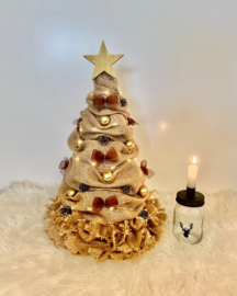 Jute Kerstboom met LED Verlichting - goud/koperbruin