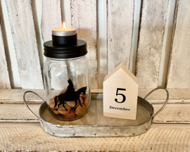 Sfeervolle Glazen Pot met Waxinelichthouder - Sinterklaas Decoratie