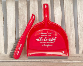 Grappig juf cadeau - Gepersonaliseerde stoffer en blik