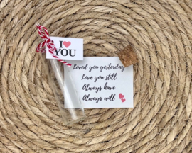 Gepersonaliseerd Valentijns Cadeau voor Haar - Glazen Buisje, Zeeprozen & Chocolade