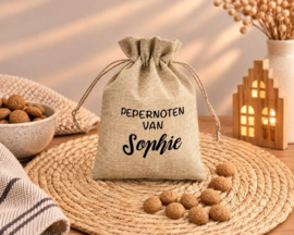 Pepernotenzakje met naam  "Pepernoten van..."- 20 cm x 15 cm