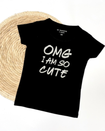 Meisjes T-shirt met glitter opdruk 'OMG I am so cute'