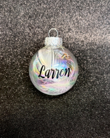 Gepersonaliseerde Transparante Kerstballen met Parelmoer Effect (5,7 cm_