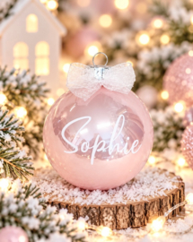 Gepersonaliseerde Roze Kerstbal (7 cm)