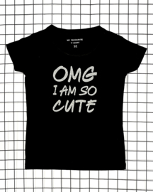 Meisjes T-shirt met glitter opdruk 'OMG I am so cute'