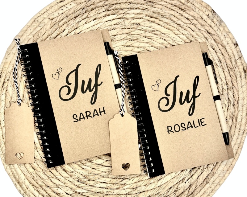 Juf cadeau - Gepersonaliseerd notitieboek met pen