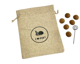 Decoratief pepernotenzakje “I love Piet”- 20 cm x 15 cm